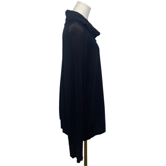 Anne Klein Black Knit Cowl Neck Sweater With Textured Collar - Picture 2 of 7